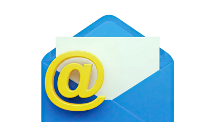 Email Symbol on Open Blue Envelope