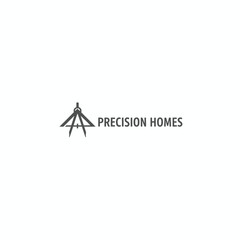 Precision Homes Architecture Logo with Drafting Compass and House Roof Symbol for Real Estate