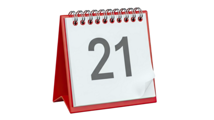 Red Desk Calendar with Number 21