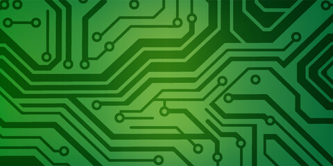 Green Circuitry Pattern: Modern Tech Circuit Board Background For Electronics, Technology And Innovation