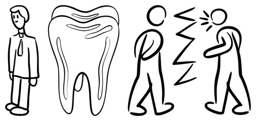Dental Health Awareness Illustration Featuring Tooth and Pain Symptoms
