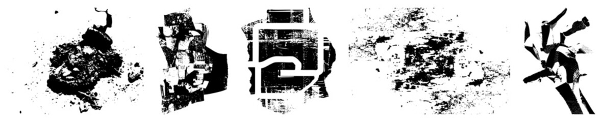 Obraz premium Abstract Geometric Shapes in Halftone Texture