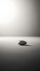 A whisk lies on a plain surface in a minimalist monochromatic setting