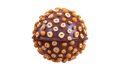 Chocolate sphere covered in hazelnuts
