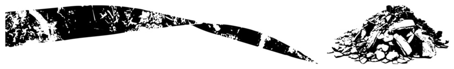 Obraz premium Abstract Black and White Vector Illustration of Shattered Glass and Stone Debris