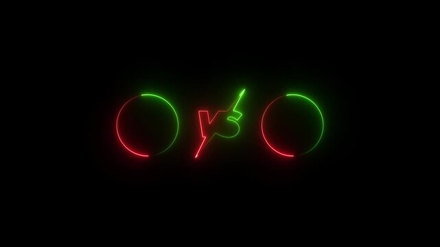 neon Verses 3D text pink and blue Game Play, and fight scene concept Motion graphics Animation 4k. Abstract neon verses animated isolated on black background..4k video.