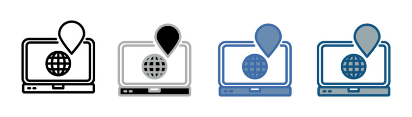 
Digital nomad icon set multiple style collection with computer, globe and map designs