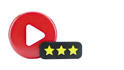 Play button with three stars
