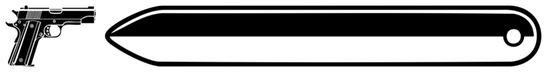 Classic Pistol and Bullet Vector Illustration Set