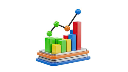 3D Bar Chart with Trend Line and Data Points