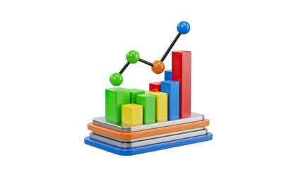 3D Bar Chart with Trend Line and Data Points