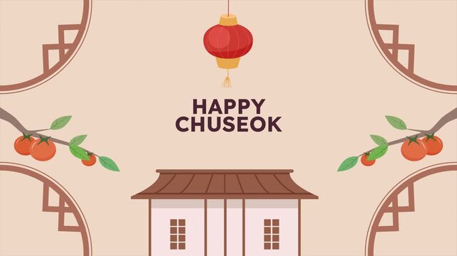 Chuseok Festival Greetings. Chuseok concept. Full length animation illustration. High quality&nbsp;4k&nbsp;footage