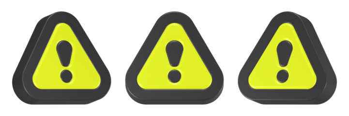 alert icon 3d render yellow triangle button