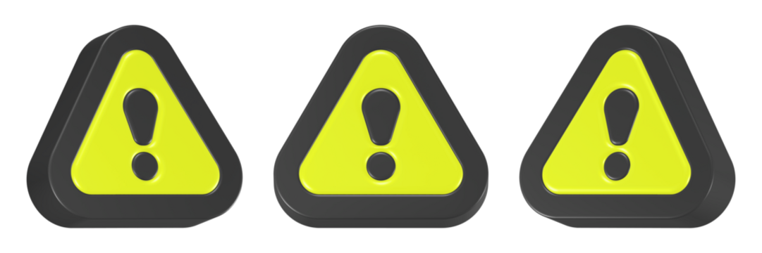 alert icon 3d render yellow triangle button - Powered by Adobe