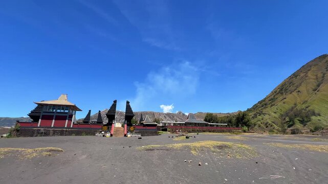 Indonesia - July 9, 2025; Pura Luhur Poten Bromo Ngadisari, a temple at the foot of Mount Bromo, a temple of the Tengger Hindu community on the island of Java. Bromo-Tengger-Semeru National Park 4К