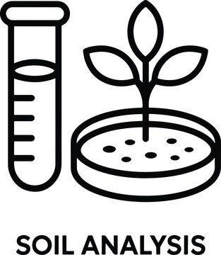 Soil analysis with test tube and plant
