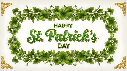Happy st patrick's day celebration with shamrocks and green decorations