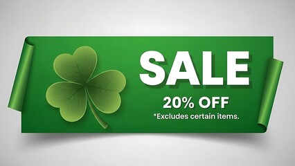 St patrick's day sale 20 off lucky deals with shamrocks and green discounts