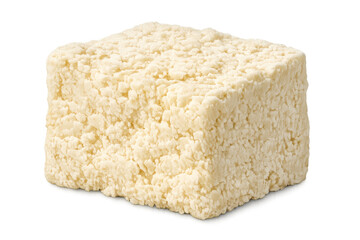 Feta cheese block on transparent background, fresh dairy product ready for cooking, mediterranean ingredient