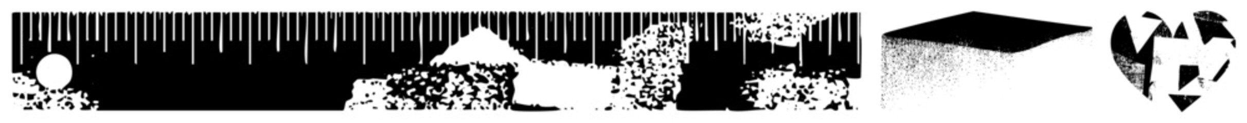 Naklejka premium Abstract Geometric Shapes with Halftone and Isolated