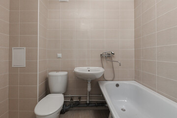 Fototapeta premium modern bathroom room with toilet and washing machine