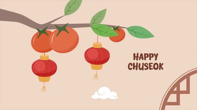 Animated Video of Happy Chuseok Festival. Chuseok concept. Full length animation illustration. High quality&nbsp;4k&nbsp;footage