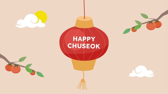Animated Video of Korean Harvest Festival. Chuseok concept. Full length animation illustration. High quality&nbsp;4k&nbsp;footage