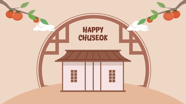 Animated Video of Korean Thanksgiving Chuseok. Chuseok concept. Full length animation illustration. High quality&nbsp;4k&nbsp;footage