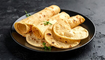 Delicious Chapati Rolls on a Plate - A Culinary Delight.