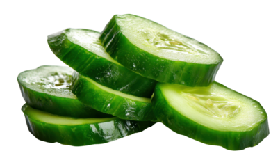 Fresh Cucumber Slices: a close-up view of fresh cucumber slices, showcasing their vibrant green color and refreshing appeal.