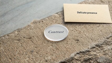 Transparent Circle Sticker With 'Contrast' Word On Rough Texture