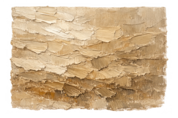 Abstract impasto oil painting texture background creating brushstroke patterns with earthy beige and brown tones, transparent background