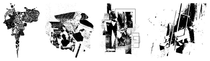 Obraz premium Abstract Geometric Forms in High Contrast Black and White Vector Art