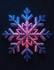 Detailed snowflake with pink and blue gradient lighting