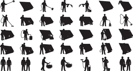 Obraz premium 30 Black Solid Solar Clean Silhouettes on White Background