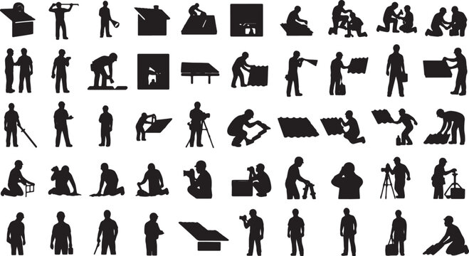 30 Black Solid Solar Assess Chk Silhouettes on White Background