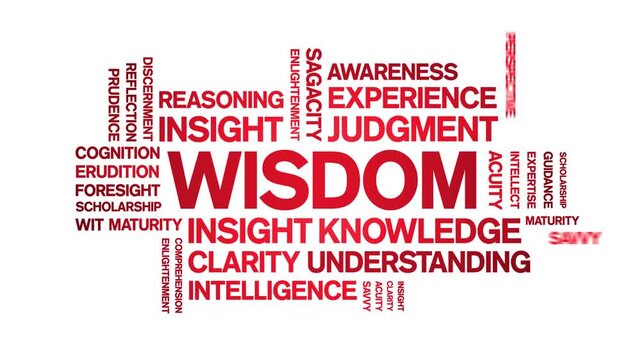 Wisdom animated word cloud-text design animation tag kinetic typography seamless loop.