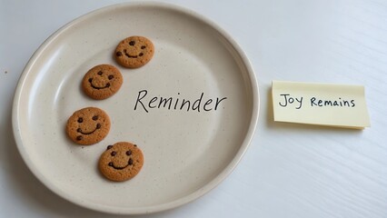 Obraz premium Cookies With Smile Faces on a Plate With Reminder Note
