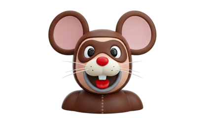 Cartoon Mouse Character with Red Nose and Big Ears