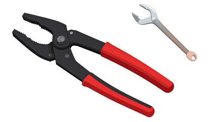 Illustration of two common metal hand tools against white background
