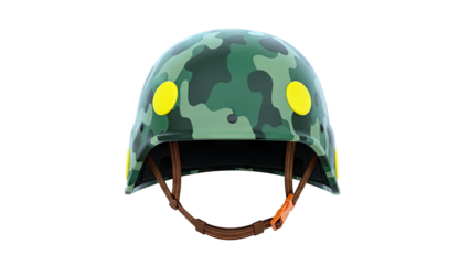 Camouflage Helmet with Yellow Accents