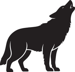 Obraz premium 30 Black Solid Silhouettes: Howling Wolf Profile