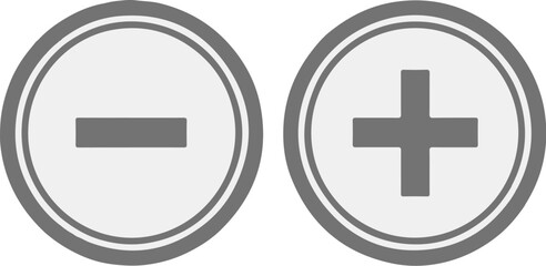 Fototapeta premium Interface Element Buttons with Plus and Minus Symbols on a Neutral Background