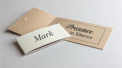 Obraz premium Folded Paper Tag Labeled Mark with Presence in Silence