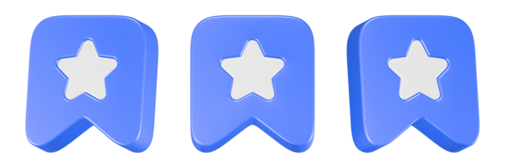 star bookmark icon 3d render blue color