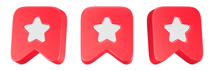 star bookmark icon 3d render red color