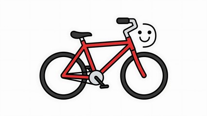 Fototapeta premium Red Bicycle with Smiling Face Illustration.