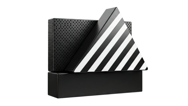 Abstract Sculpture with Stripes and Perforations - Powered by Adobe