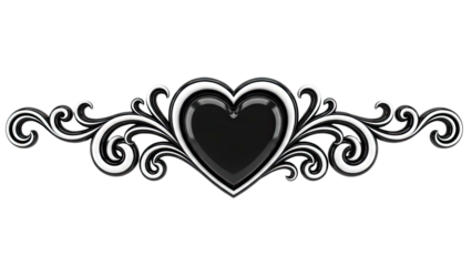 Black and white heart with ornate scrollwork