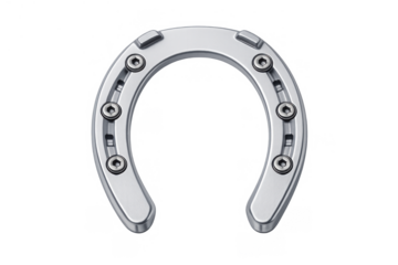 Silver horseshoe representing good fortune, success, and protection, with a modern polished chrome finish